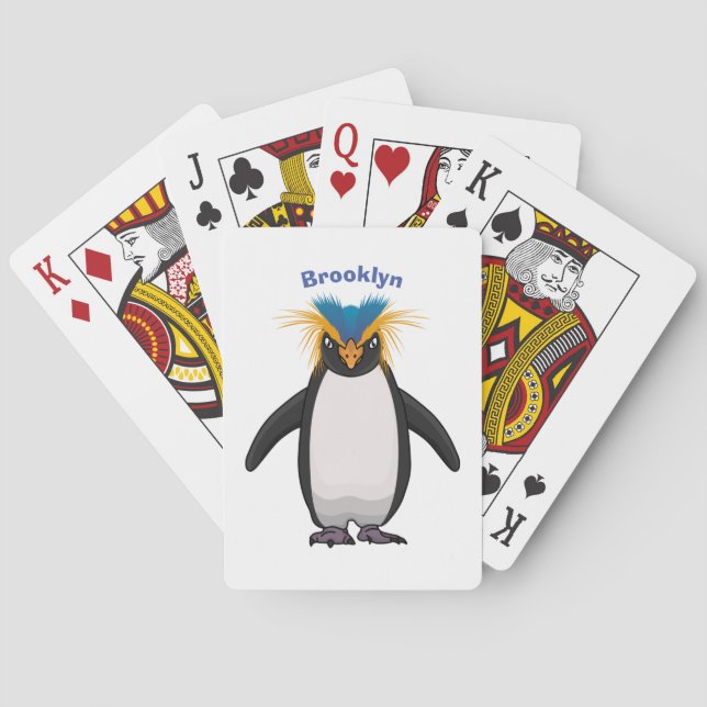 Niedliche Macaroni-Pinguin-Cartoon-Abbildung Spielkarten (Rückseite)