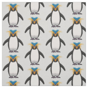 Niedliche Macaroni-Pinguin-Cartoon-Abbildung Stoff