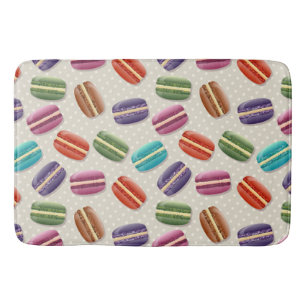 Niedliche Macarons-Muster mit Polka-Punkten Badematte