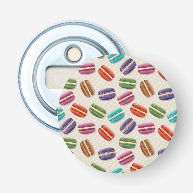 Niedliche Macarons-Muster mit Polka-Punkten Flaschenöffner (Vorderseite)
