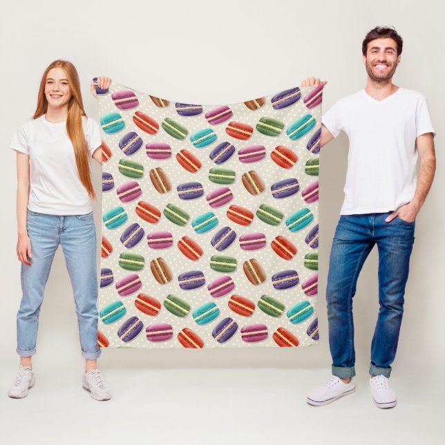 Niedliche Macarons-Muster mit Polka-Punkten Fleecedecke (Beispiel)