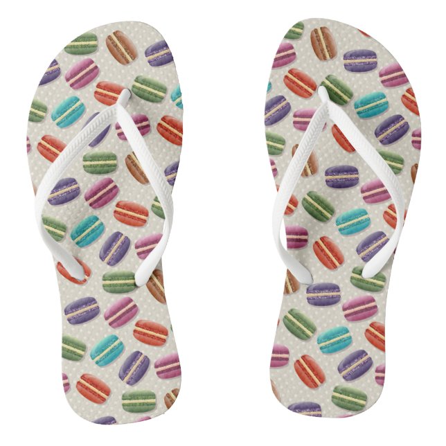 Niedliche Macarons-Muster mit Polka-Punkten Flip Flops (Fußbett)