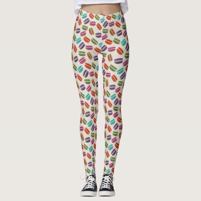 Niedliche Macarons-Muster mit Polka-Punkten Leggings (Vorderseite)