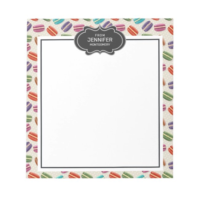 Niedliche Macarons-Muster mit Polka-Punkten Notizblock (Vorderseite)