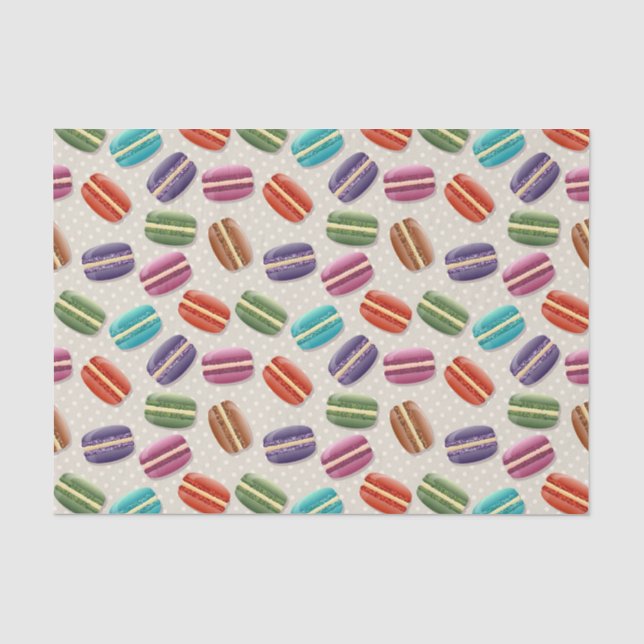 Niedliche Macarons-Muster mit Polka-Punkten Seidenpapier (Vorderseite)