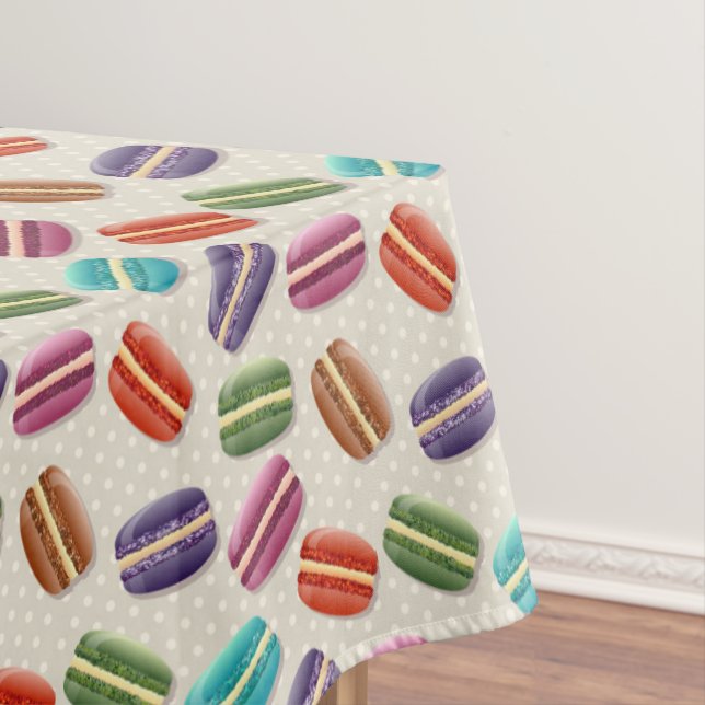 Niedliche Macarons-Muster mit Polka-Punkten Tischdecke (Beispiel)