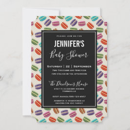 Niedliche Macarons Pattern Babydusche Einladung