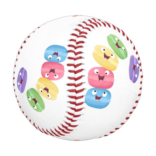 Niedliche Macaros Cartoon Illustration Baseball (Schrägansicht)