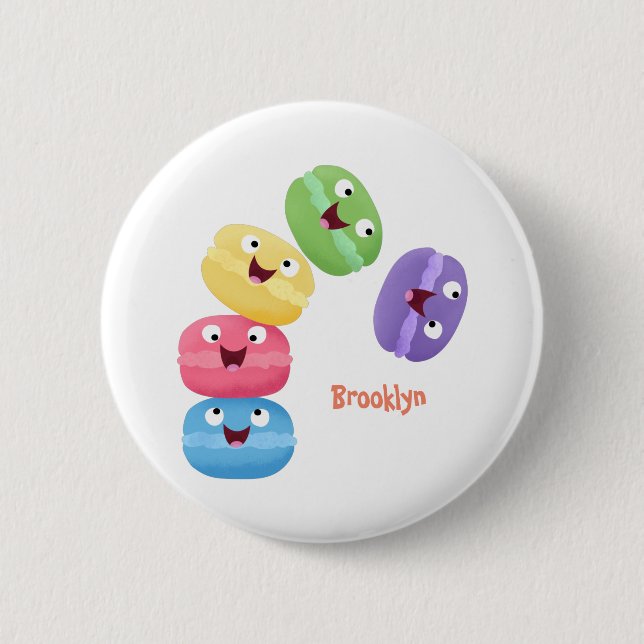 Niedliche Macaros Cartoon Illustration Button (Vorderseite)