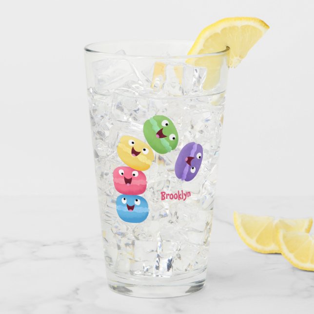 Niedliche Macaros Cartoon Illustration Glas (Rückseite Ice)