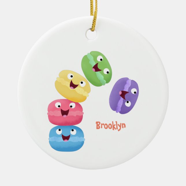 Niedliche Macaros Cartoon Illustration Keramik Ornament (Vorne)