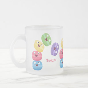 Niedliche Macaros Cartoon Illustration Mattglastasse