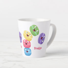 Niedliche Macaros Cartoon Illustration Milchtasse