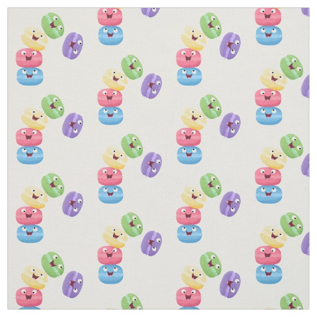 Niedliche Macaros Cartoon Illustration Stoff (Muster)