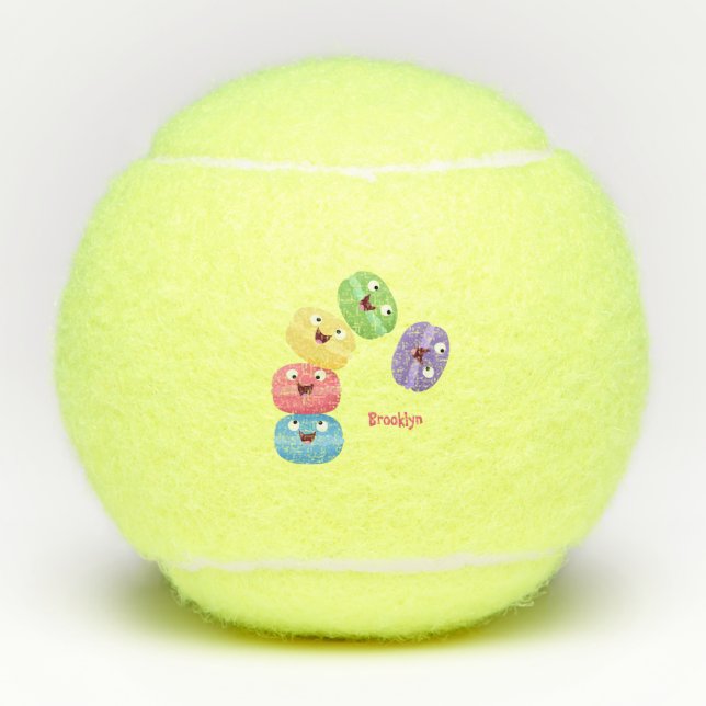 Niedliche Macaros Cartoon Illustration Tennisbälle (Vorderseite)