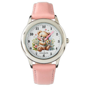 Niedliche Mädchen Blume Perle hinzufügen Armbanduhr