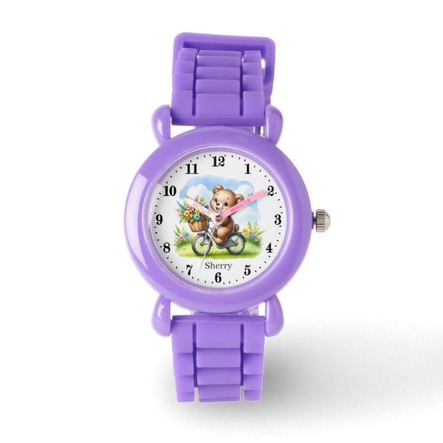 Niedliche Mädchen Blume tragen den Namen Armbanduhr (Vorderseite)