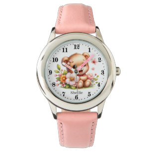 Niedliche Mädchen Blume tragen den Namen Armbanduhr