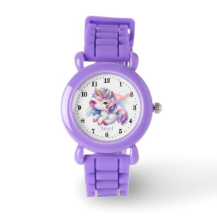 Niedliche Mädchen Einhornliebhaber tragen den Name Armbanduhr