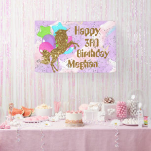 niedliche Mädchen Geburtstag Einhorn geben Namen  Banner