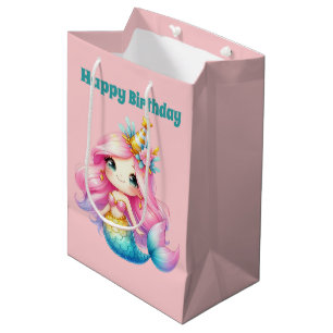 Niedliche Mädchen Happy Birthday Meerjungfrau füge Mittlere Geschenktüte