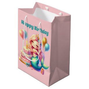 Niedliche Mädchen Happy Birthday Meerjungfrau füge Mittlere Geschenktüte