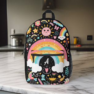 niedliche Mädchen hübsche, monogramm-schwarze Schu Bedruckter Rucksack