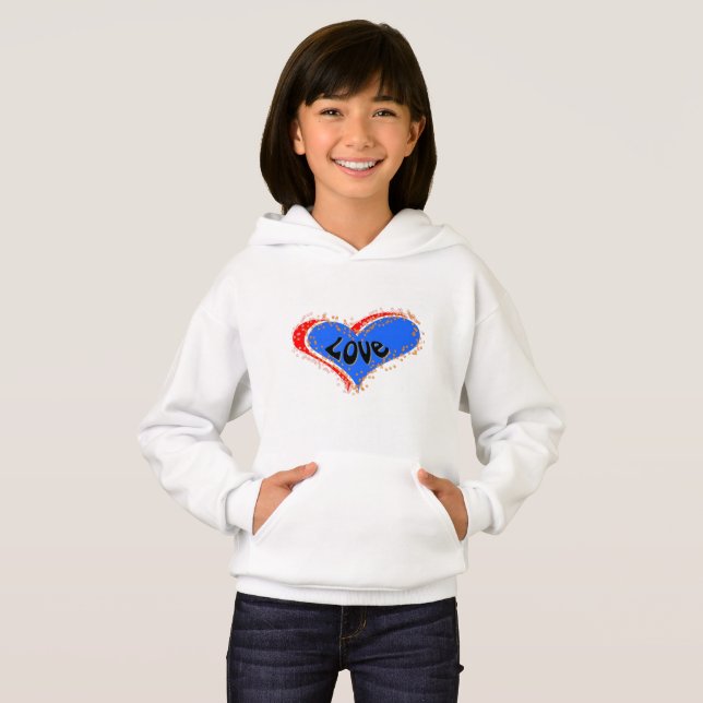 Niedliche Mädchen "Liebe" Herz Hoodie (Vorne ganz)