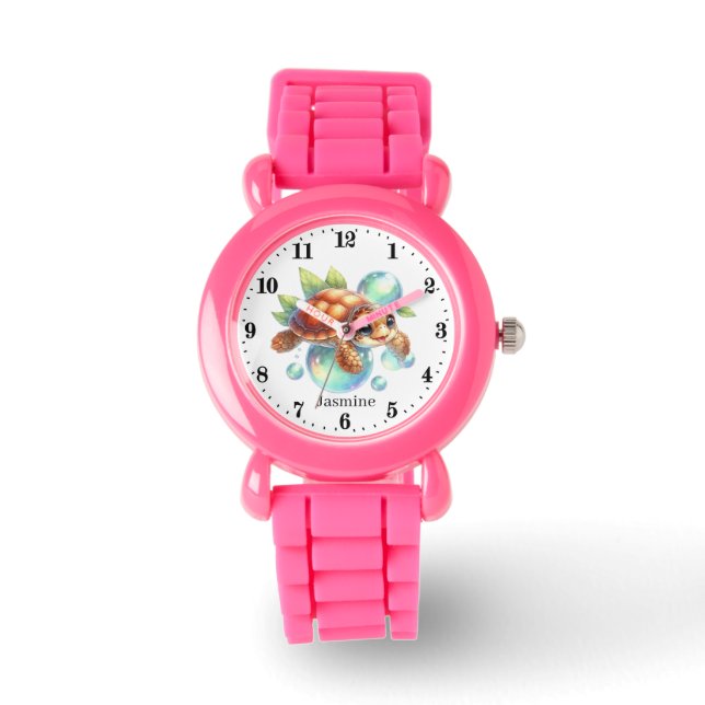 Niedliche Mädchen Meeresschildkröte tragen den Nam Armbanduhr (Vorderseite)
