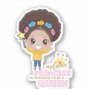 Niedliche Mädchen Melanin Prinzessin schulen, Köni Aufkleber