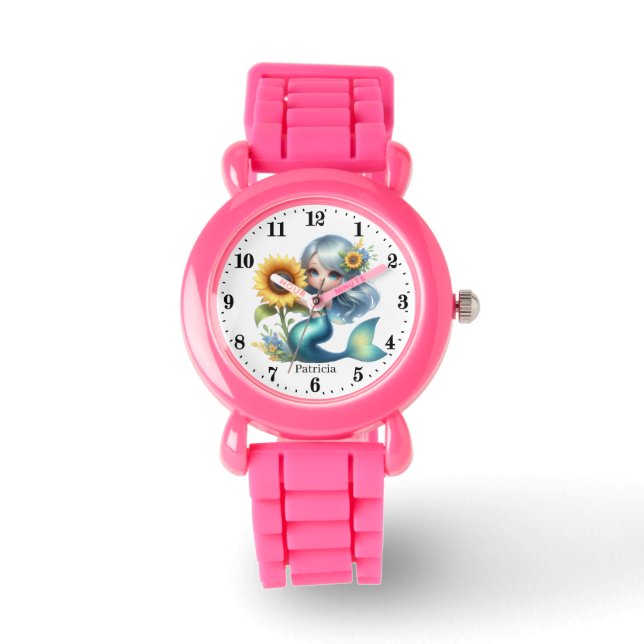 Niedliche Mädchen meraid tragen den Namen Armbanduhr (Vorderseite)