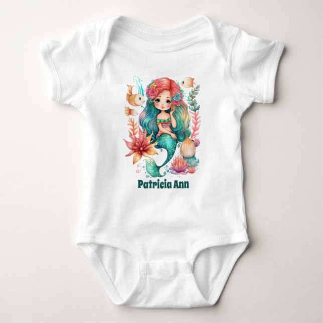 niedliche Mädchen meraid tragen den Namen Baby Strampler (Vorderseite)
