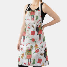 NIEDLICHE MÄDCHEN MIT CHRISTMAS PRÄSENTIERUNGEN UN SCHÜRZE