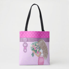 Niedliche Mädchen & Rosa Blume Elegantes Blumendes Tasche