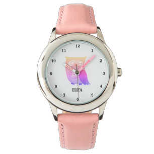 Niedliche Mädchen Rosa Vögeltiere Kinder Blumentie Armbanduhr
