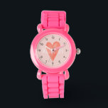 Niedliche Mädchen und Girly Watercolor Pink Herzki Armbanduhr<br><div class="desc">Dieses niedliche und skurrile Kinderdesign zeichnet sich durch ein rosa Wasserfarbenherz mit klaren Zahlen aus und kann mit Ihrem Mädchennamen personalisiert werden. Das perfekte Geschenk für Kinder und Kleinkinder,  die die Zeit erzählen!</div>