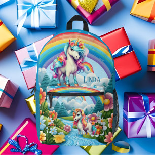 Niedliche Mädchen unicorn geben den Namen Bedruckter Rucksack