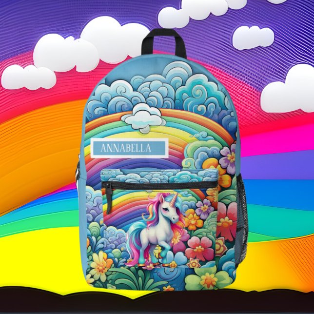 Niedliche Mädchen unicorn geben den Namen Bedruckter Rucksack (Von Creator hochgeladen)