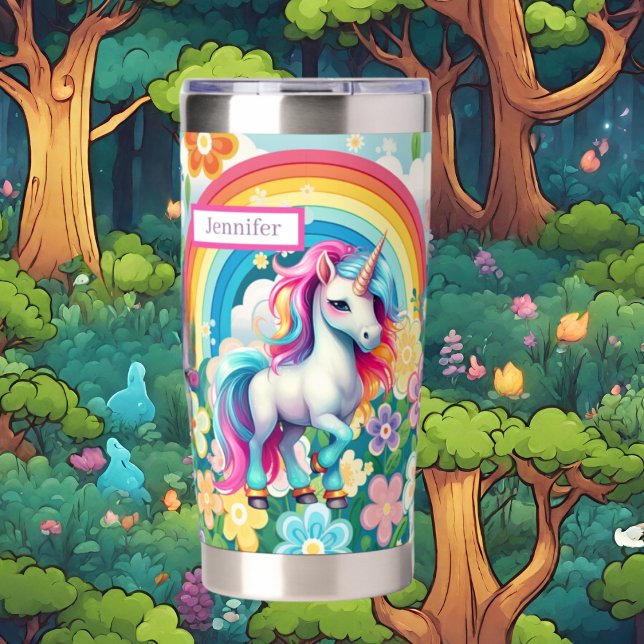 Niedliche Mädchen unicorn geben den Namen Thermobecher (Von Creator hochgeladen)