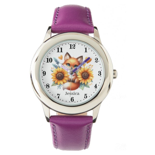 Niedliche Mädchenfoxliebhaber geben Namen Armbanduhr (Vorderseite)