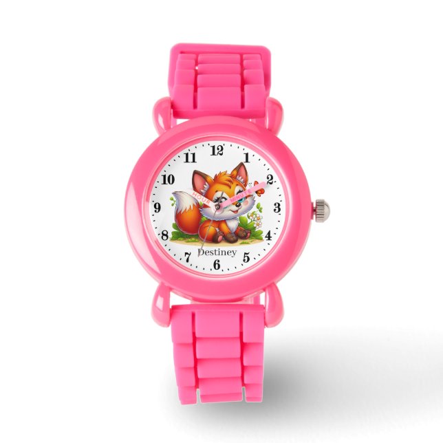 Niedliche Mädchenfoxliebhaber geben Namen Armbanduhr (Vorderseite)