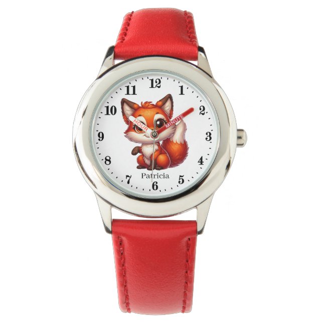 Niedliche Mädchenfoxliebhaber geben Namen Armbanduhr (Vorderseite)