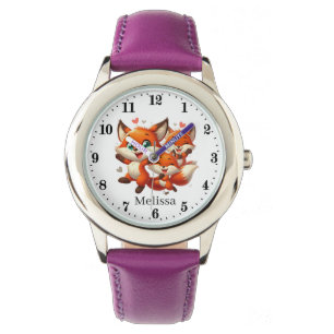 Niedliche Mädchenfoxliebhaber geben Namen Armbanduhr