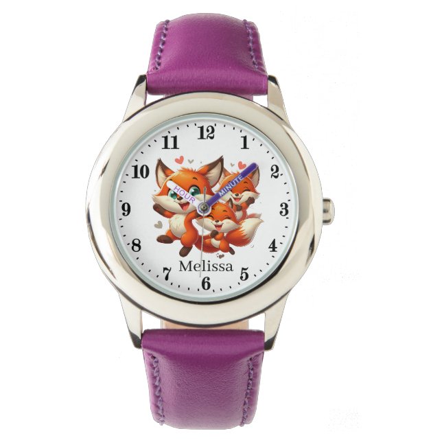 Niedliche Mädchenfoxliebhaber geben Namen Armbanduhr (Vorderseite)