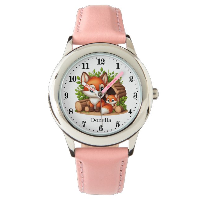 Niedliche Mädchenfoxliebhaber geben Namen Armbanduhr (Vorderseite)