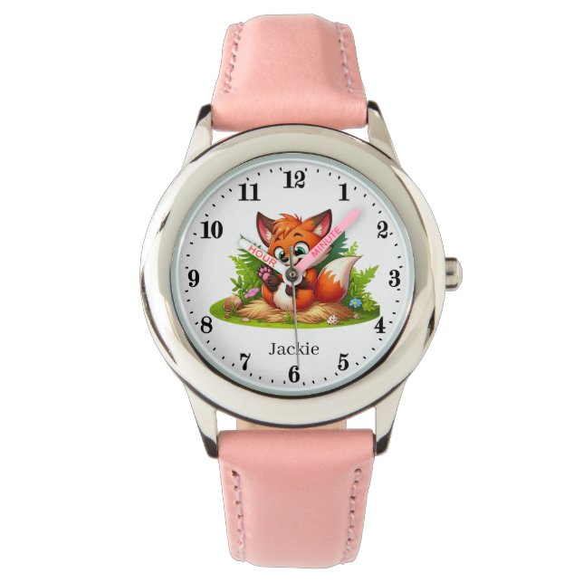 Niedliche Mädchenfoxliebhaber geben Namen Armbanduhr (Vorderseite)