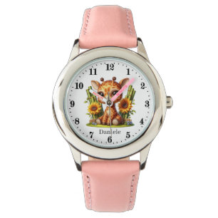 Niedliche Mädchengiraffe hinzufügen Armbanduhr