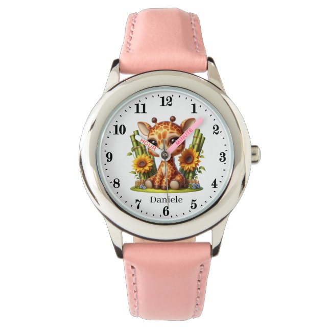 Niedliche Mädchengiraffe hinzufügen Armbanduhr (Vorderseite)