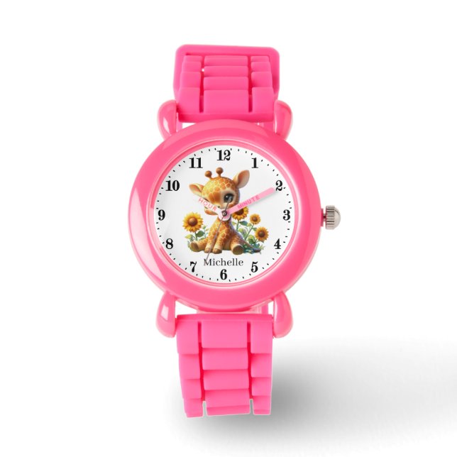 Niedliche Mädchengiraffe hinzufügen Armbanduhr (Vorderseite)