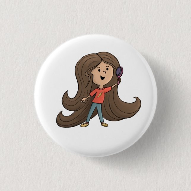 Niedliche Mädchenhaarknopf Button (Vorderseite)